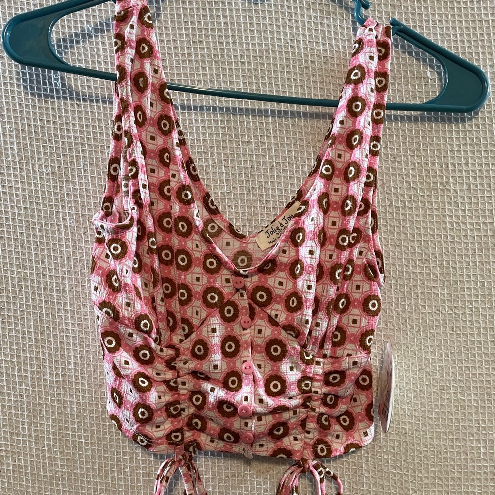 NWT Jolie and joy medium pink brown halter top